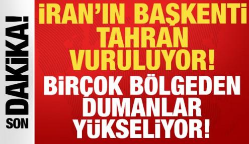 Son dakika: İran'ın başkenti Tahran vuruluyor! Bir&ccedil;ok b&ouml;lgeden dumanlar y&uuml;kseliyor...