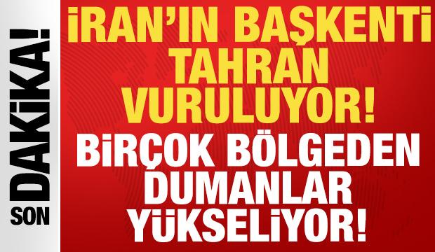 Son dakika: İran'ın başkenti Tahran vuruluyor! Bir&ccedil;ok b&ouml;lgeden dumanlar y&uuml;kseliyor...
