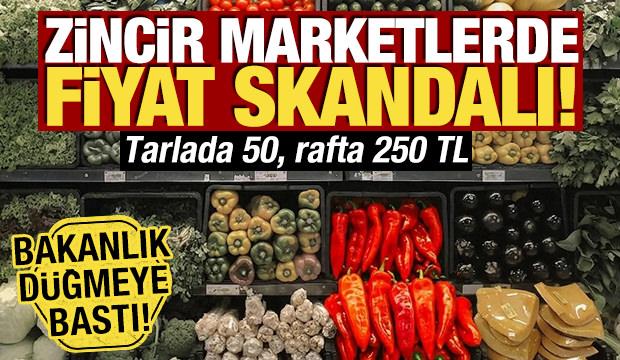 Zincir marketlerde fiyat skandalı! Tarlada 50, rafta 250 TL: Bakanlık d&uuml;ğmeye bastı