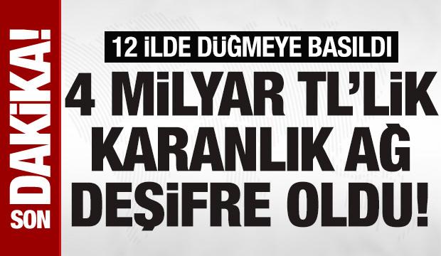 12 ilde 14 su&ccedil; &ouml;rg&uuml;t&uuml; &ccedil;&ouml;kertildi, 4 milyarlık kara para ağı dağıtıldı