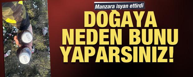 Bilecik'te ormanlık alana y&uuml;zlerce şişe bozuk şalgam suyu atıldı