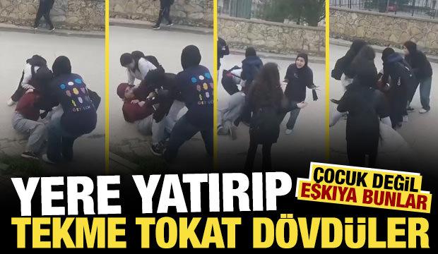 Bursa'da okul &ccedil;ıkışı dehşeti: Yere yatırdıkları kızı tekme tokat darbettiler