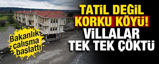 İl&ccedil;ede kıyamet g&ouml;r&uuml;nt&uuml;s&uuml;: Villalar tek tek &ccedil;&ouml;kt&uuml;! Bakanlık &ccedil;alışma başlattı