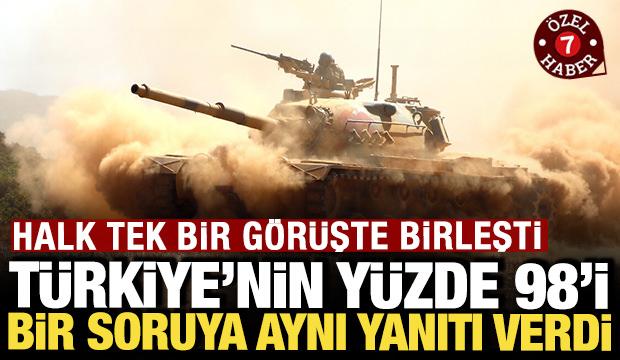 Tek bir g&ouml;r&uuml;şte birleştiler: T&uuml;rkiye'de halkın y&uuml;zde 98,1'i bir soruya aynı yanıtı verdi