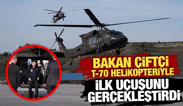 Bakan &Ccedil;ift&ccedil;i, Emniyet envanterine alınan T-70 helikopteriyle ilk u&ccedil;uşunu ger&ccedil;ekleştirdi