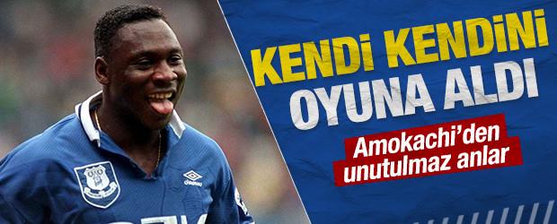 Kendini oyuna aldı, tarihe ge&ccedil;ti! Amokachi&rsquo;den unutulmaz &ccedil;ifte gol