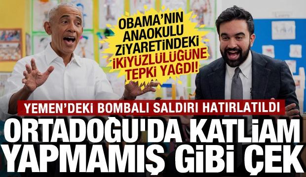 Ortadoğu'da &ccedil;ocuk katliamı batıda &ccedil;ocuk sevgisi! Obama'nın anaokulu ziyaretine tepki yağdı