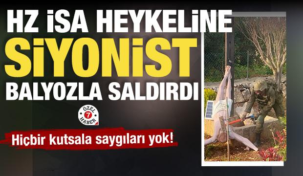 Siyonistlerin din d&uuml;şmanlığı: Hz. İsa&rsquo;nın heykeline balyozla saldırdı! 