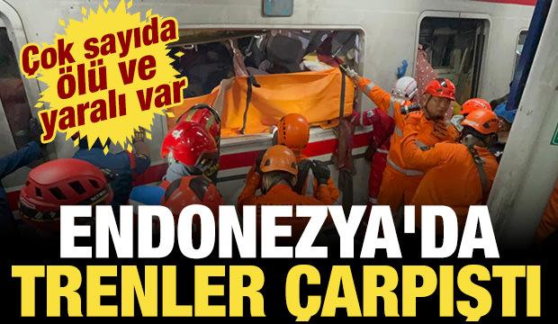Endonezya'da yolcu trenleri &ccedil;arpıştı! &Ccedil;ok sayıda &ouml;l&uuml; ve yaralı var