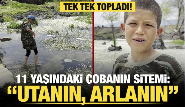 G&ouml;ldeki &ccedil;&ouml;pleri toplayan &ccedil;oban  &ccedil;evreyi kirletenlere sitemde bulundu