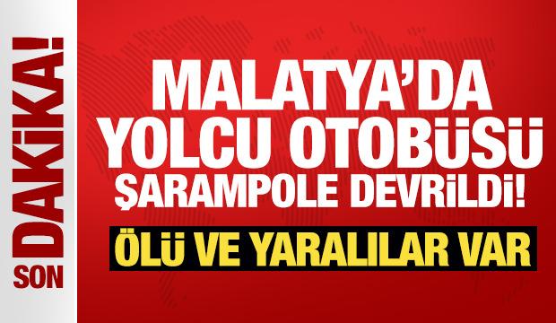 Son Dakika... Malatya'da yolcu otob&uuml;s&uuml; devrildi: &Ouml;l&uuml; ve yaralılar var!