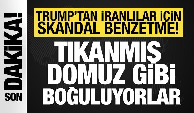 Trump'tan İranlılar i&ccedil;in skandal benzetme: Domuz gibi boğuluyorlar