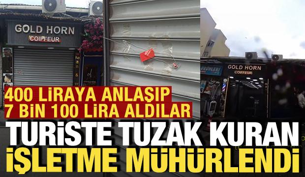 Turiste tuzak kuran berber m&uuml;h&uuml;rlendi: 400 liraya anlaşıp 7 bin 100 lira istemişti