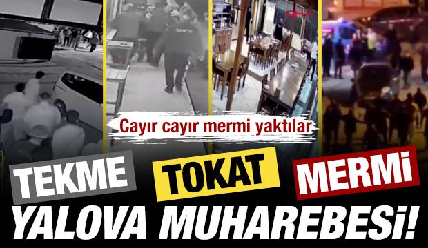 Yalova'da 6 kişinin yaralandığı husumetli grupların silahlı kavgası kamerada