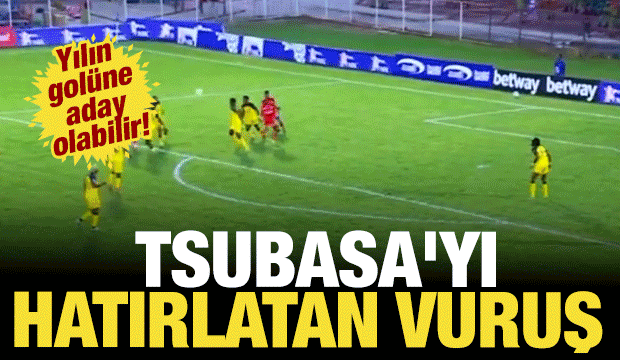 Yılın gol&uuml;ne aday olabilir! Tsubasa'yı hatırlatan vuruş g&uuml;ndem oldu