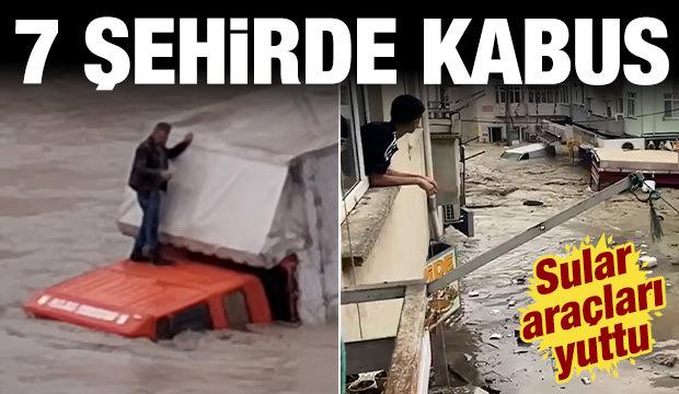 7 ilimizde hayat fel&ccedil; oldu! Sel ve dolu bir anda vurdu