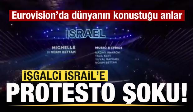 Eurovision'da İsrail sahneye &ccedil;ıkınca salonda "soykırımı durdurun" sesleri y&uuml;kseldi