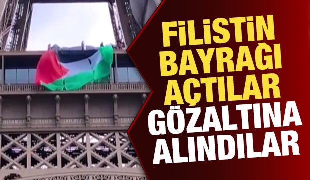 Filistin bayrağı a&ccedil;tılar, g&ouml;zaltına alındılar