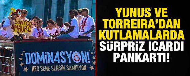 Torreira ve Yunus'tan dikkat &ccedil;eken Icardi pankartı!
