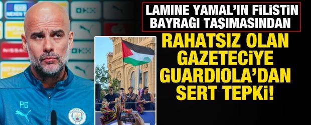 Yamal'ın Filistin bayrağı taşımasından rahatsız olan gazeteciye Guardiola'dan sert tepki!