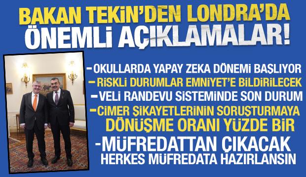 Bakan Tekin: Okullarda yapay zeka d&ouml;nemi başlıyor, riskli durumlar emniyete bildirilecek