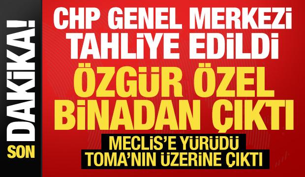 CHP Genel Merkezi tahliye edildi: &Ouml;zg&uuml;r &Ouml;zel binadan &ccedil;ıktı! İşte son durum...