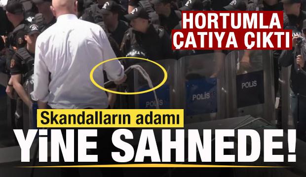 Mahmut Tanal yine sahnede! Elinde hortumla &ccedil;atıya &ccedil;ıktı!