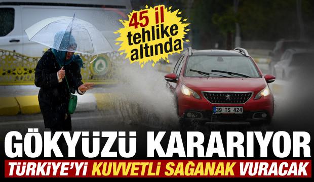 Sağanak t&uuml;m yurdu vuracak! Sıcaklık d&uuml;ş&uuml;yor, Meteoroloji 45 ilde sarı kodlu uyarı verdi