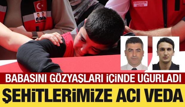 Tekirdağ şehitlerine acı veda: Babasını g&ouml;zyaşları i&ccedil;inde uğurladı
