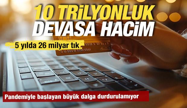 T&uuml;rkiye&rsquo;nin 5 yıllık e-ticaret bilan&ccedil;osu: 10,6 trilyon liralık dev hacim