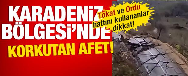 Aşırı yağışlar nedeniyle Tokat ile Ordu'yu bağlayan Akkuş yolu &ccedil;&ouml;kt&uuml;