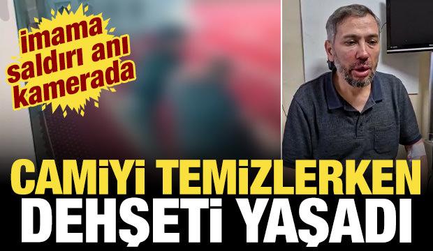 Bah&ccedil;elievler'de camide temizlik yapan imamı darp etti: O anlar kamerada