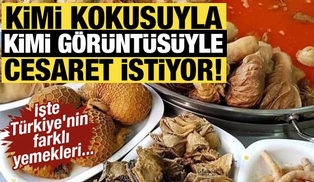 Kimi kokusuyla kimi g&ouml;r&uuml;nt&uuml;s&uuml;yle cesaret istiyor! İşte T&uuml;rkiye'nin farklı yemekleri... 