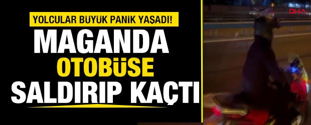 Maganda motosikletli İETT aracının camını kırdı