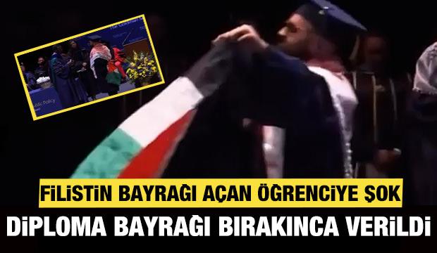 Mezuniyette Filistin bayrağı krizi: Bırakınca diplomasını alabildi!