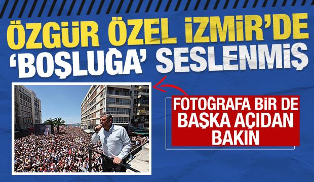 Polislere karşı provokasyonu &ouml;rg&uuml;tleyen &Ouml;zg&uuml;r &Ouml;zel İzmir'de 'boşluğa' seslendi