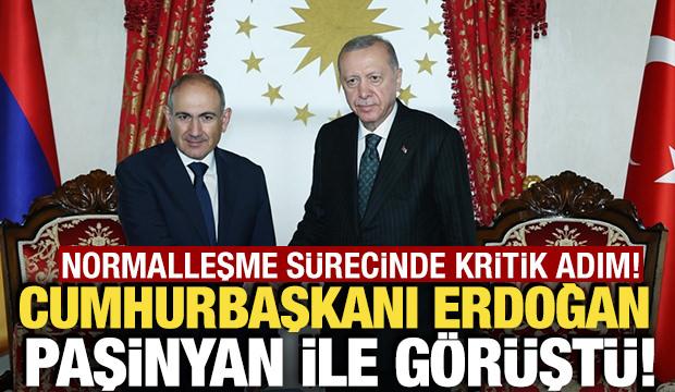 Cumhurbaşkanı Erdoğan Paşinyan ile g&ouml;r&uuml;şt&uuml;