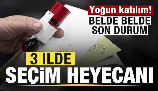 Son dakika: &Uuml;&ccedil; ilde se&ccedil;im heyecanı! Yoğun katılım! Belde belde son durum