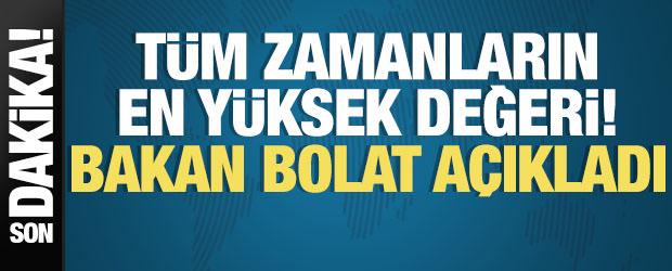 T&uuml;m zamanların en y&uuml;ksek değeri! Bakan Bolat a&ccedil;ıkladı