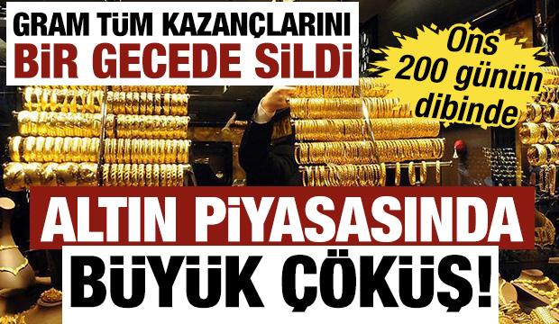 Altın piyasasında b&uuml;y&uuml;k &ccedil;&ouml;k&uuml;ş! Ons yedi ayın dibinde, gram t&uuml;m kazan&ccedil;larını sildi