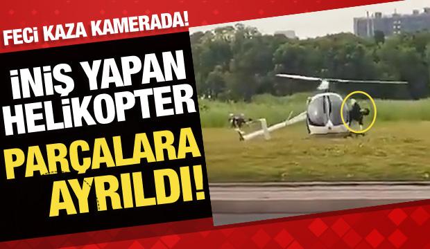 &Ccedil;in'de feci kaza! Helikopter par&ccedil;alara ayrıldı