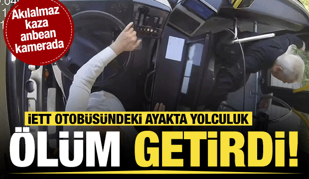 İETT otob&uuml;s&uuml;nde panik anlar: Seyir halindeyken d&uuml;şt&uuml;! &Ouml;l&uuml;ml&uuml; olay kamerada 