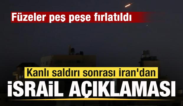 Kanlı saldırı sonrası İran'dan son dakika İsrail duyurusu! F&uuml;zeler peş peşe fırlatıldı