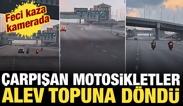 İskenderiye'de feci kaza: &Ccedil;arpışan motosikletler alev topuna d&ouml;nd&uuml;