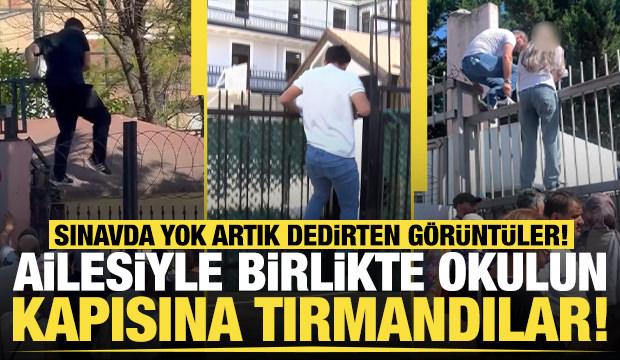Sınava ge&ccedil; kalan &ouml;ğrenci, demir parmaklıklara tırmandı