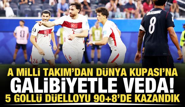 A Milli Takım'dan D&uuml;nya Kupası'na zaferle veda! 5 goll&uuml; d&uuml;elloyu 90+8'de kazandık