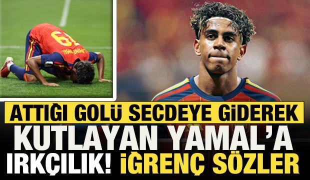 Attığı gol&uuml; secdeye giderek kutlayan Lamine Yamal'a ırk&ccedil;ılık! İğren&ccedil; s&ouml;zler