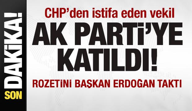 CHP'den istifa eden Nimet &Ouml;zdemir AK Parti'ye katıldı! Rozetini Erdoğan taktı