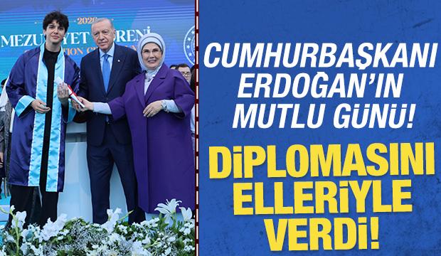 Cumhurbaşkanı Erdoğan'ın torunu &Ouml;mer Tayyip mezun oldu! Diplomasını bizzat kendi verdi
