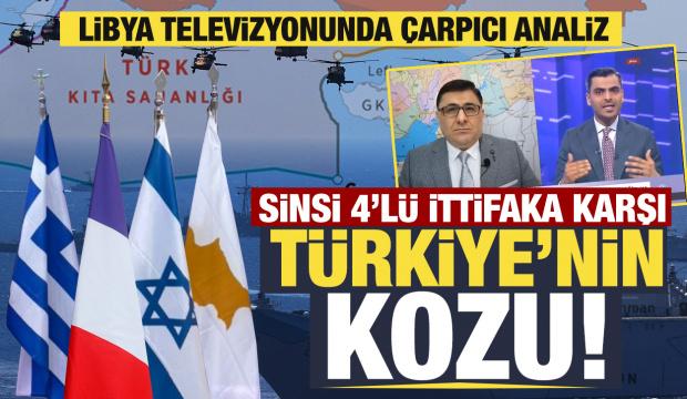 Doğu Akdeniz'de 4'l&uuml; ittifaka karşı T&uuml;rkiye'nin kozu! Libya televizyonunda &ccedil;arpıcı analiz